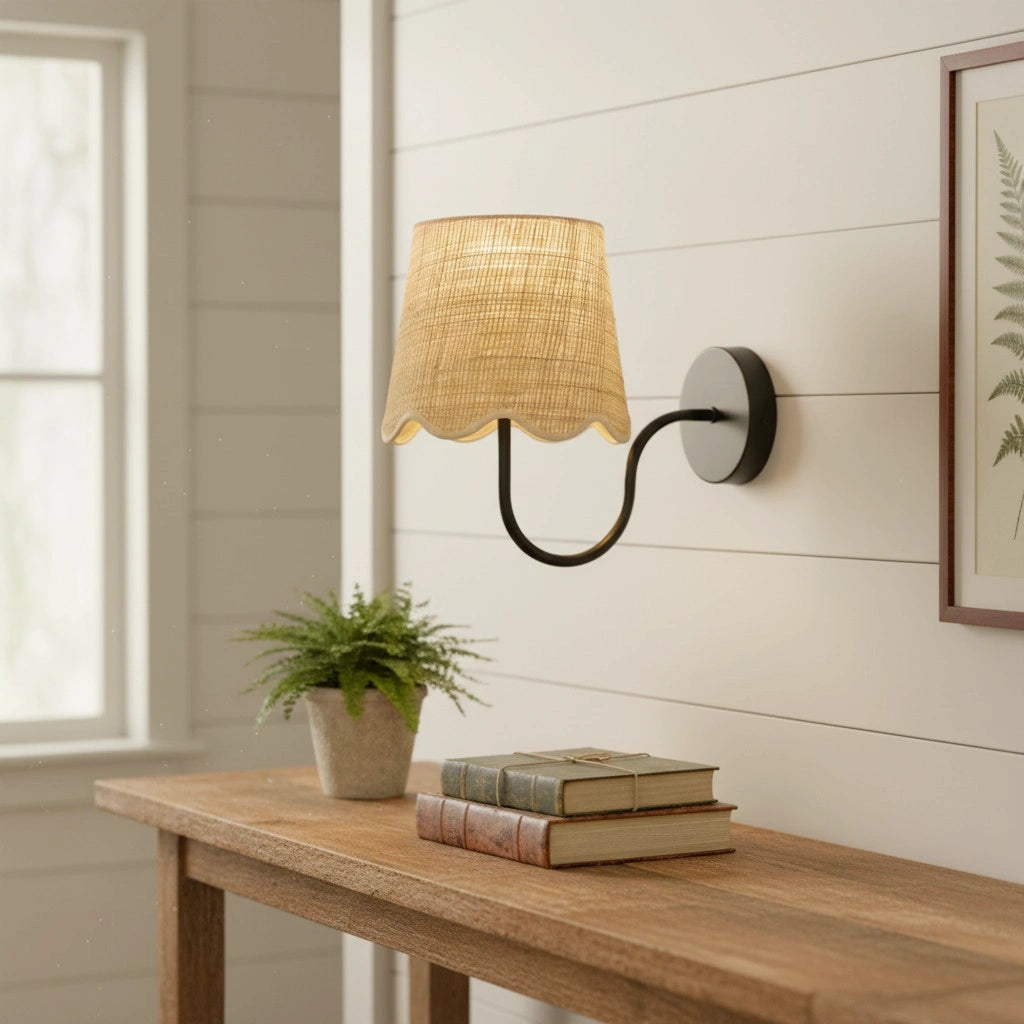 Applique murale en rotin Tracie Farmhouse Drum Wall Sconce25.webp__PID:c77c0f3a-38ce-4063-9d1b-8117f732c753