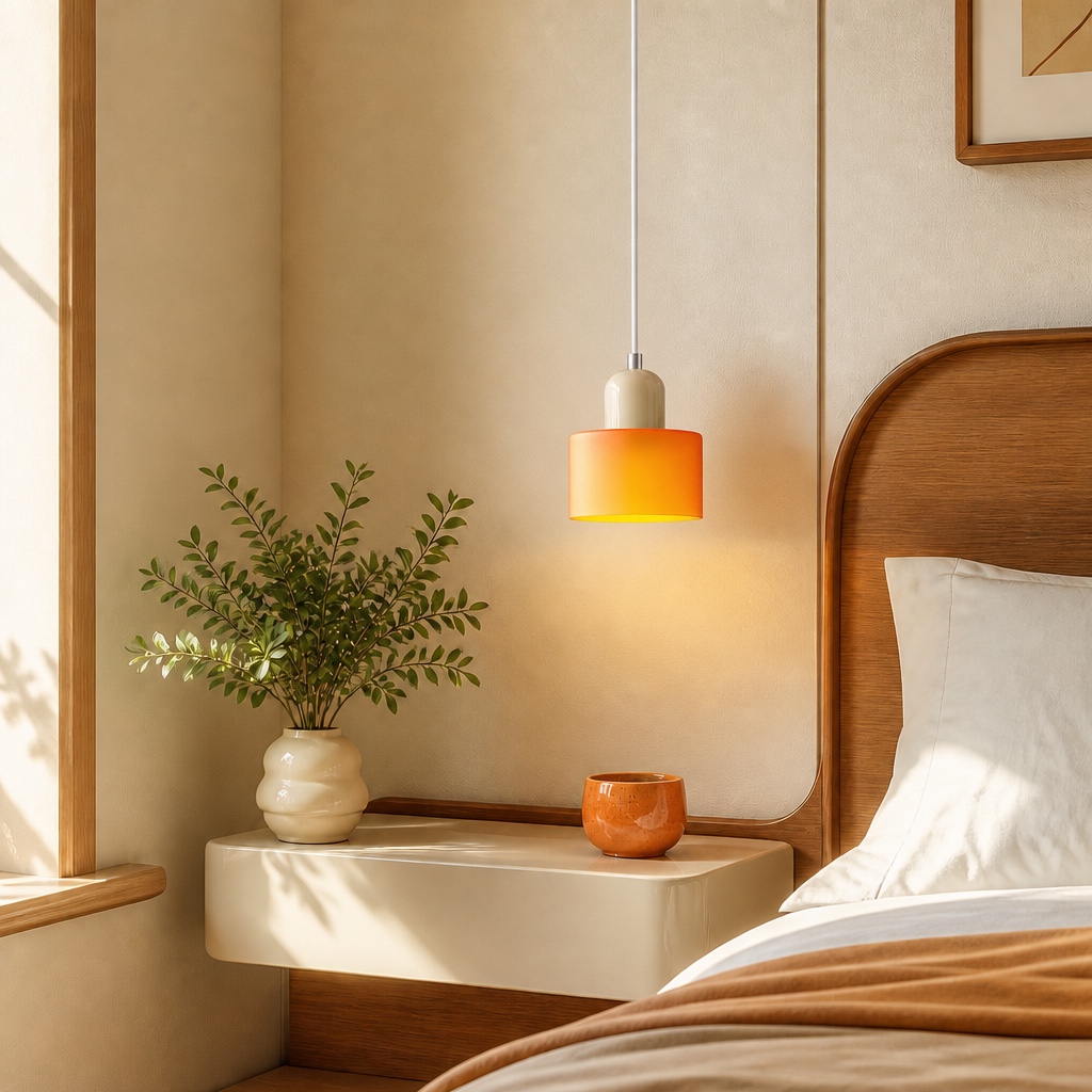Kleine Bauhaus hanglamp van gebrandschilderd glas, galerij 19