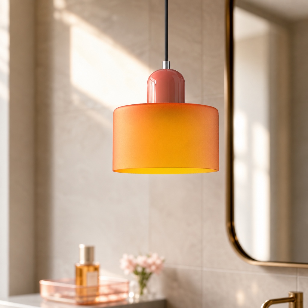 Kleine Bauhaus hanglamp van gebrandschilderd glas, galerij 21