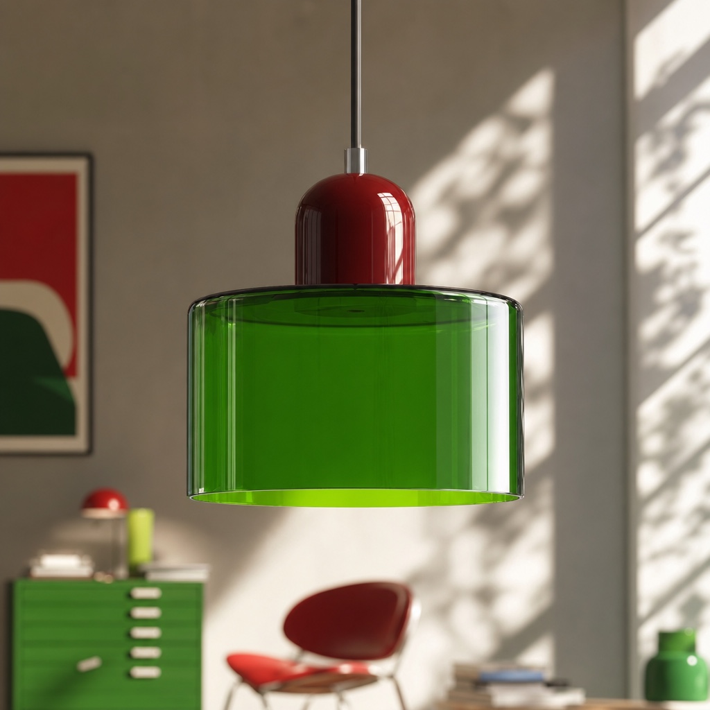 Kleine Bauhaus hanglamp van gebrandschilderd glas, galerij 3