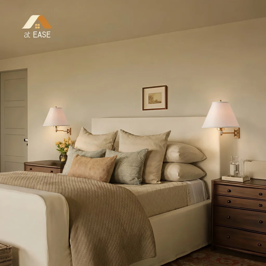 Arlington Linen Shade Metal Swing Arm Wall Lamp 5.webp__PID:608ecb4b-9171-400b-bad2-359c646e51d4