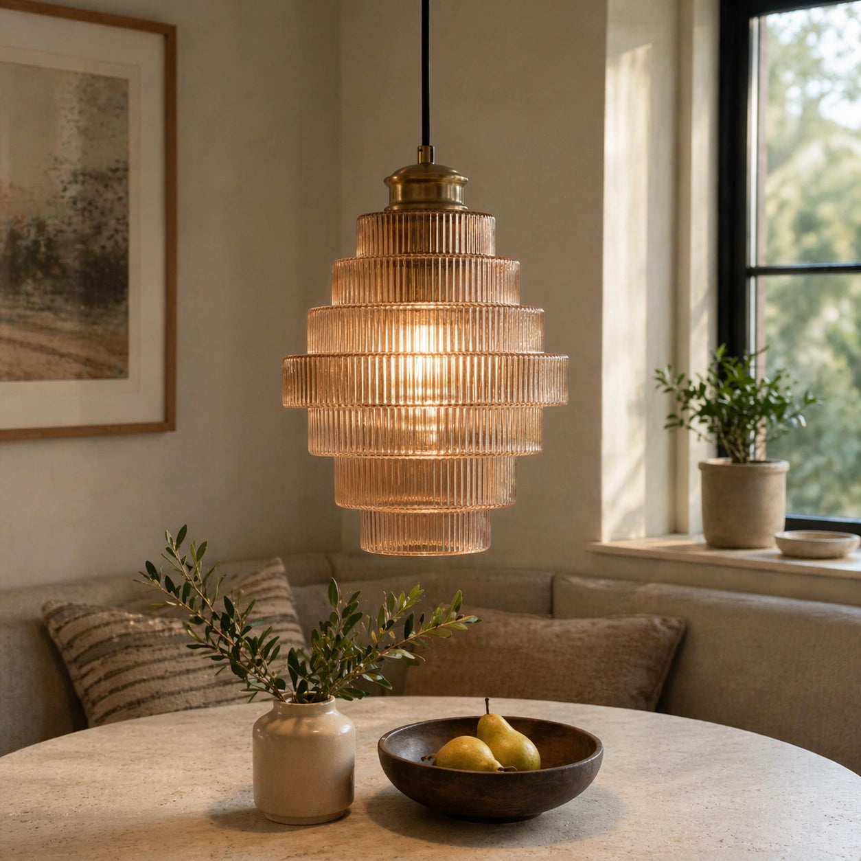 Clarity Antique Brass Striped Stained Glass Bottle Pendant Light (5).webp__PID:16c2177a-d7c9-48a1-91b3-9ec229fe7212