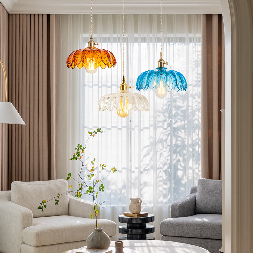 tulip glass pendant light blue transparent amber.jpg__PID:c361cf66-16ee-43a3-b4a2-0171bf071d66