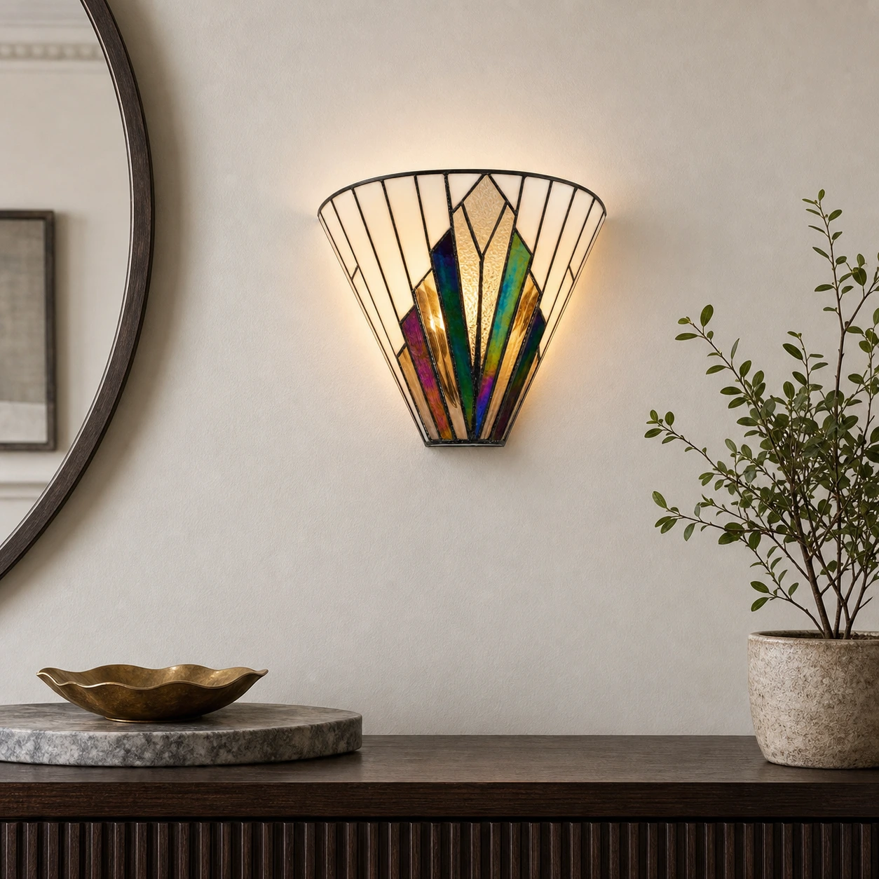 Cortan Tiffany glazen wandlamp galerij 5
