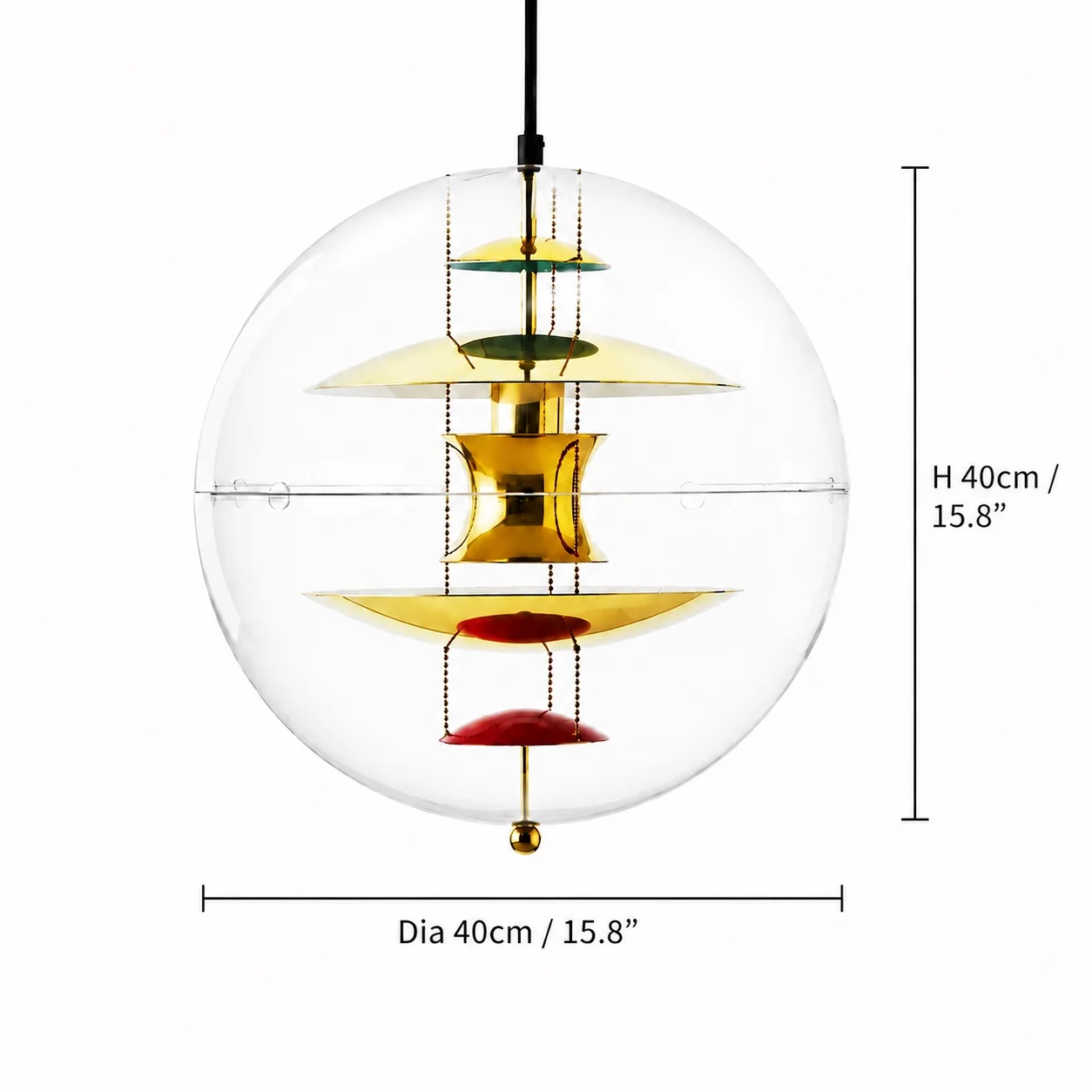 VP Suspension Globe Gold afmeting afbeelding